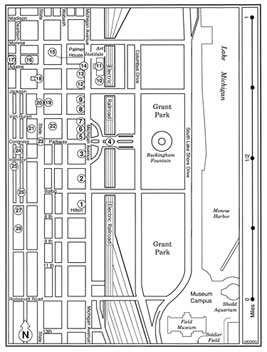 A map of the area between the hotels.